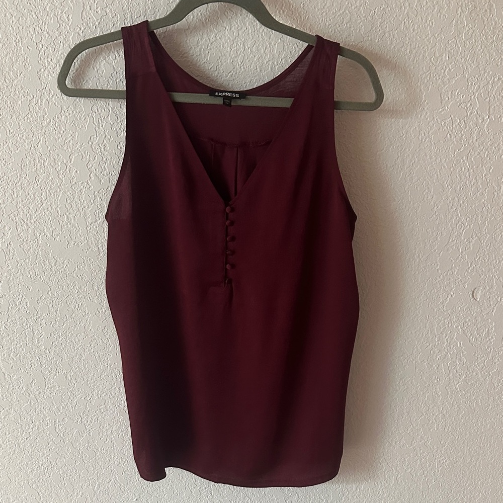 Express Deep Red Buttoned Tank Top